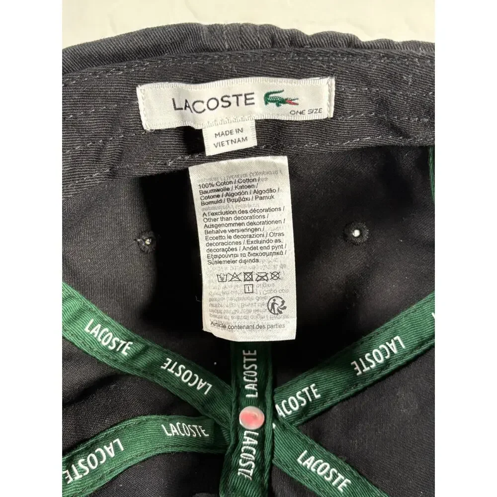 Lacoste Youth Hat Large Logo Black Green One Size EUC‎